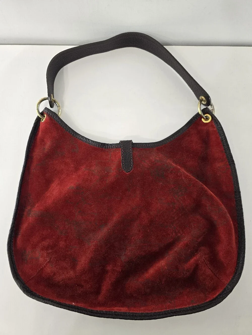 Alviero Martini 1a Prima Classe Bolso Primera Clase Suede Map Print Leather Hobo